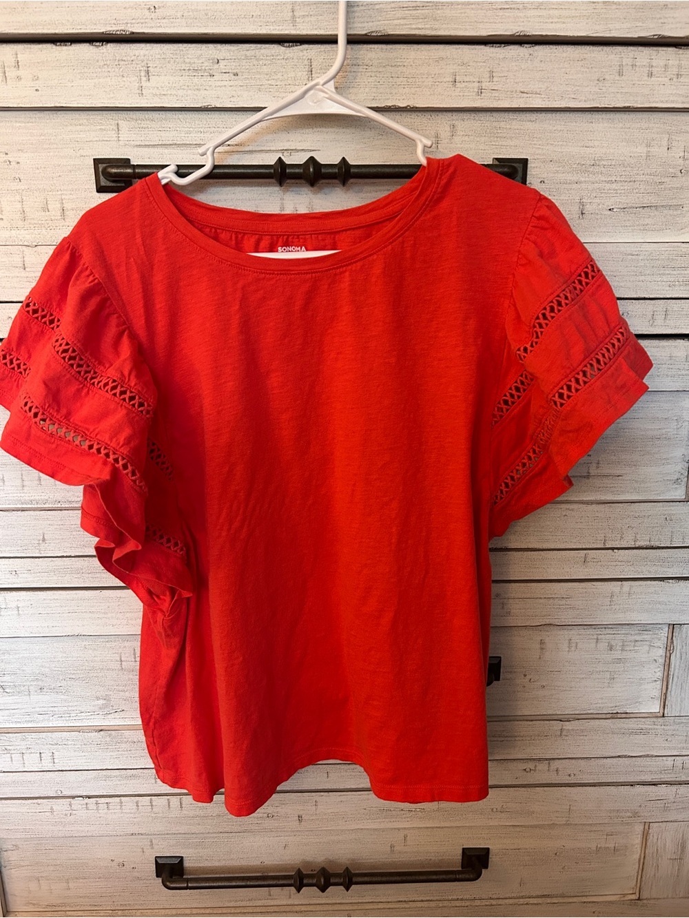 Sonoma Coral Ruffle Sleeve Tee